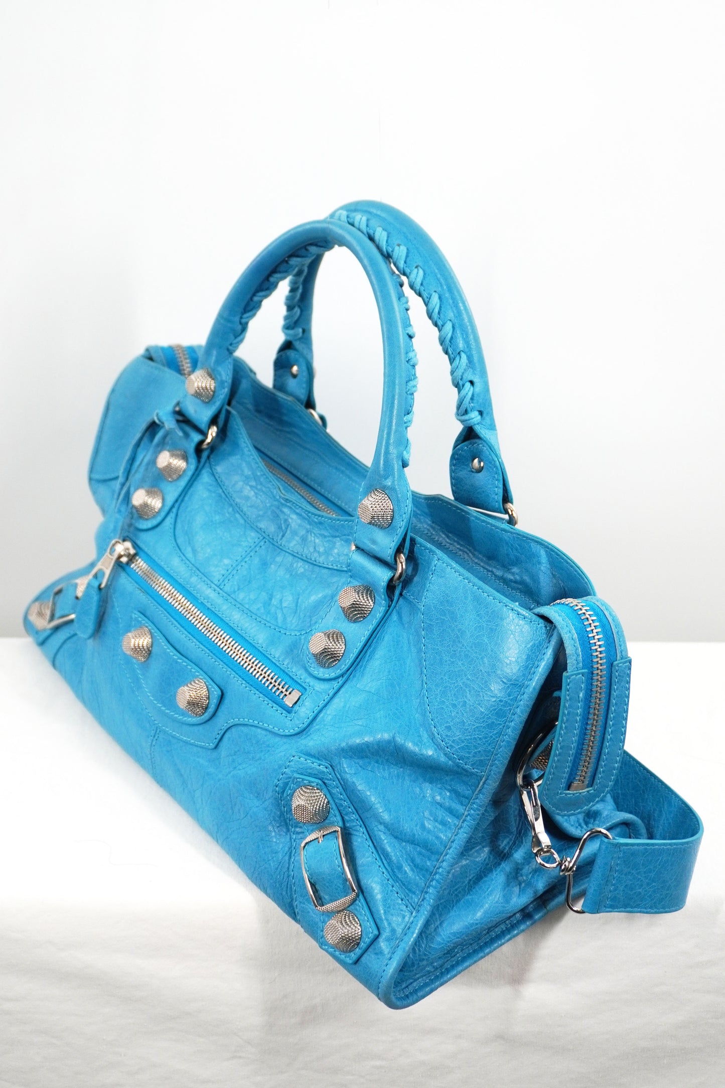S/S 2011 Balenciaga Bleu Paon Part Time Bag Giant 21 Silver Hardware