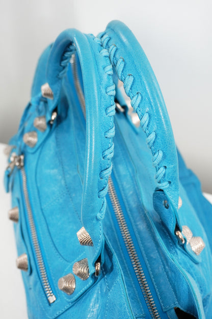 S/S 2011 Balenciaga Bleu Paon Part Time Bag Giant 21 Silver Hardware