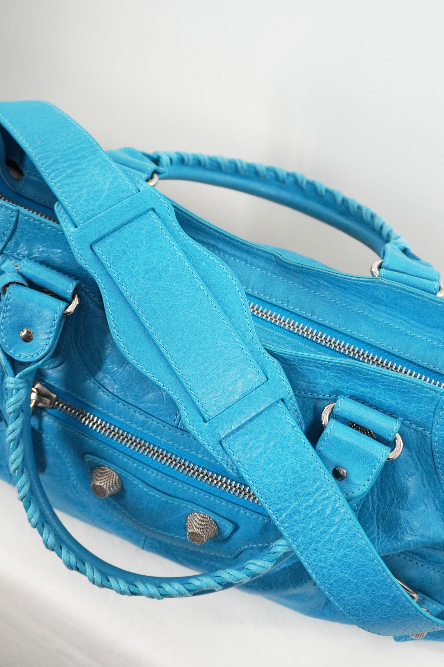 S/S 2011 Balenciaga Bleu Paon Part Time Bag Giant 21 Silver Hardware