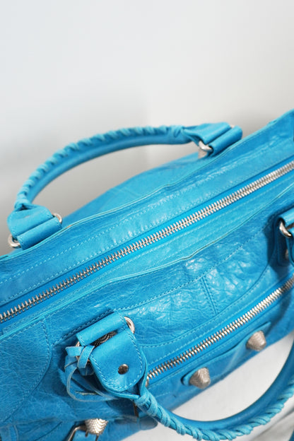 S/S 2011 Balenciaga Bleu Paon Part Time Bag Giant 21 Silver Hardware