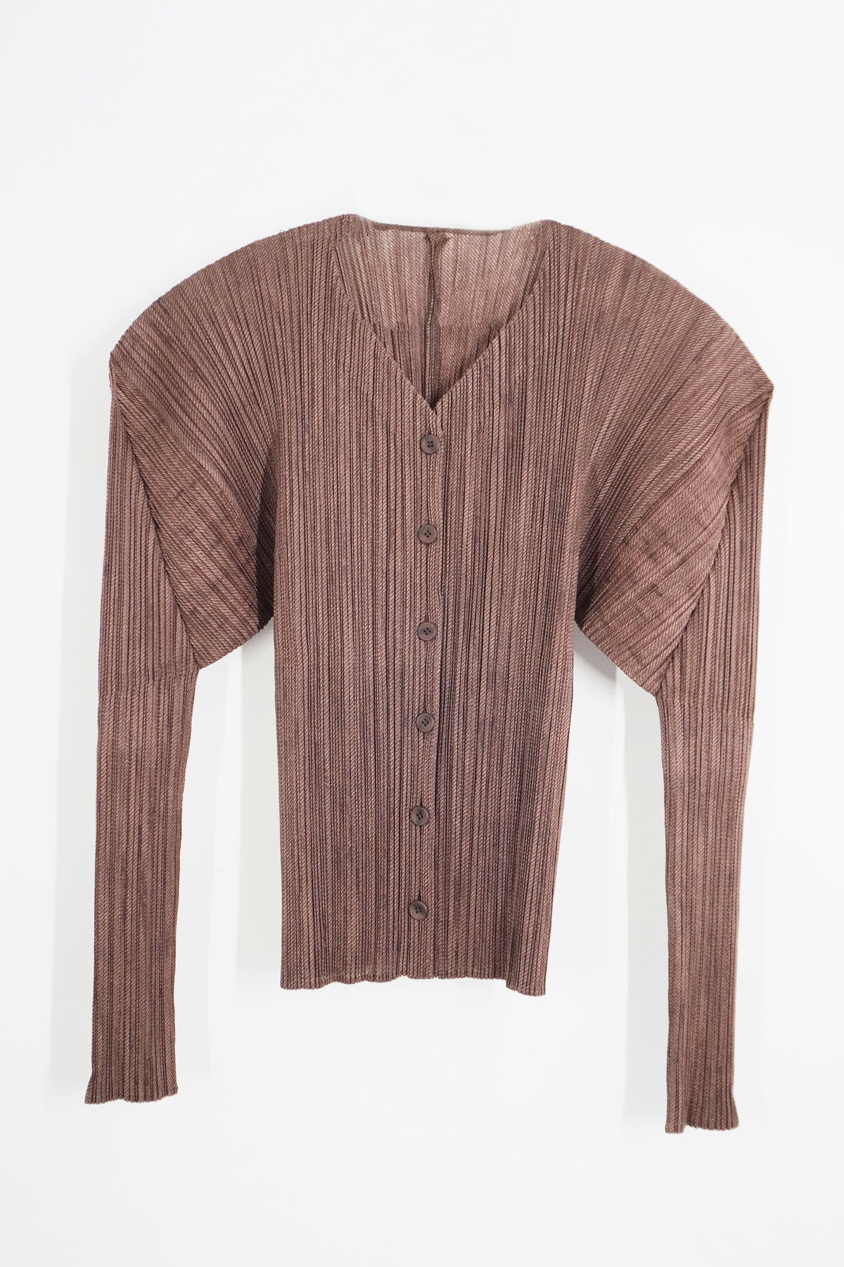 Issey Miyake Pleats Please Brown Cardigan Top