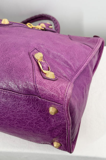 F/W 2013 Balenciaga Purple Ultraviolet Work Tote Giant 12 Gold Hardware