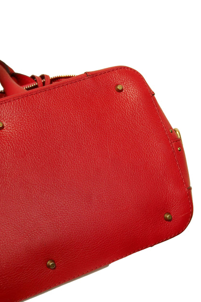 Chloe Red Paddington Dome Tote Shoulder Bag