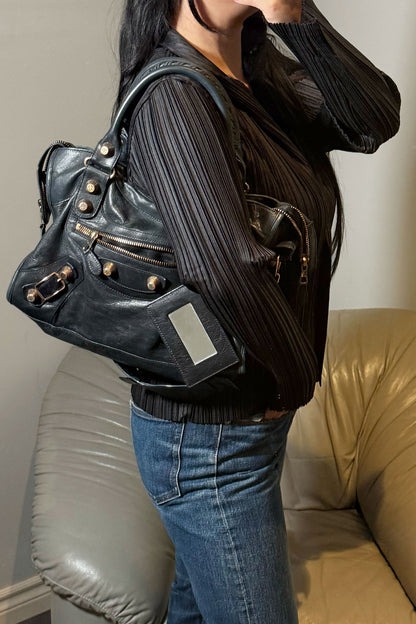2011 Balenciaga Black Medium City Bag Giant 21 Rose Gold Hardware