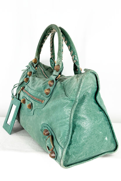 Balenciaga Work Tote Vert Sauge Rose Gold Giant 21 Hardware