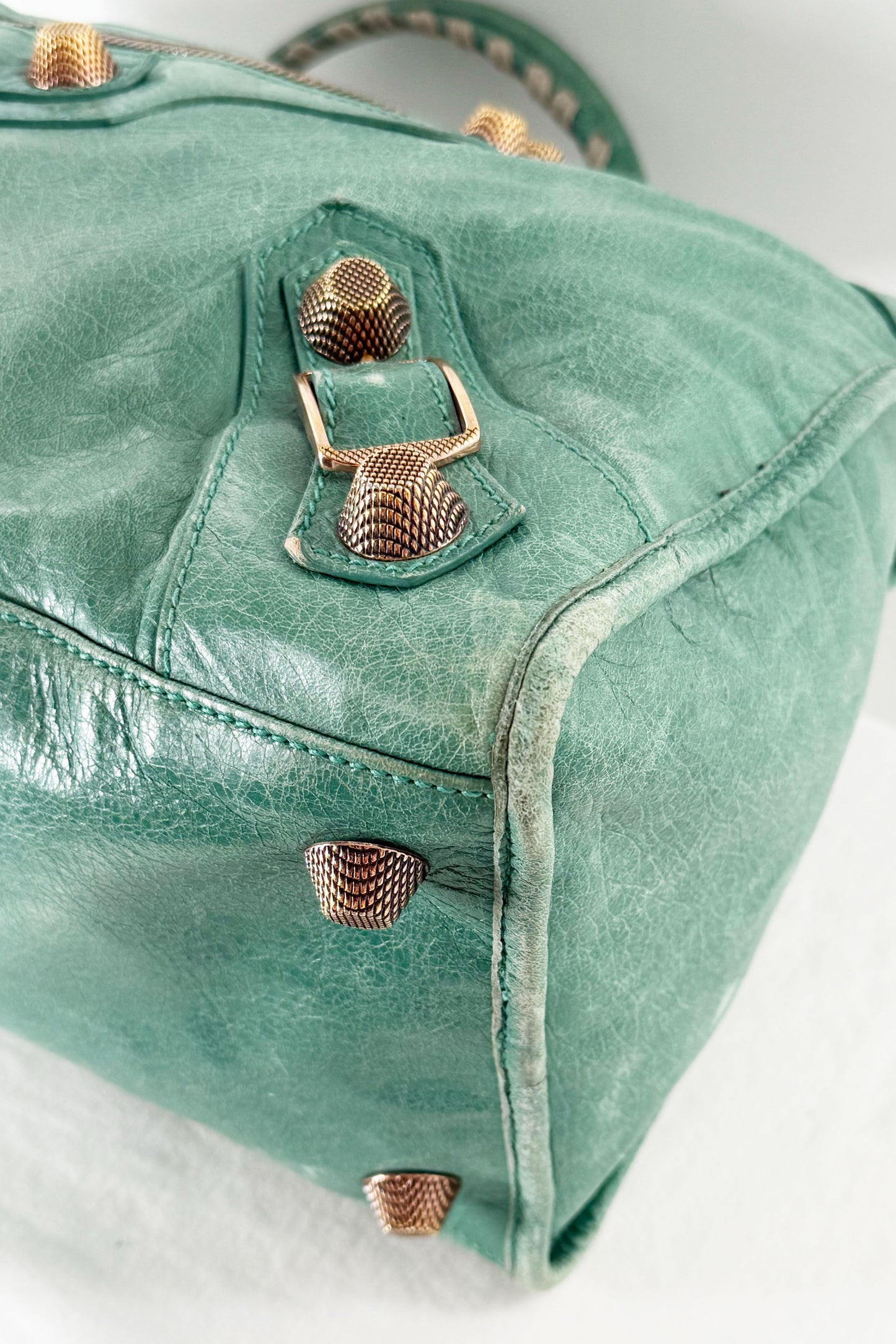 Balenciaga Work Tote Vert Sauge Rose Gold Giant 21 Hardware