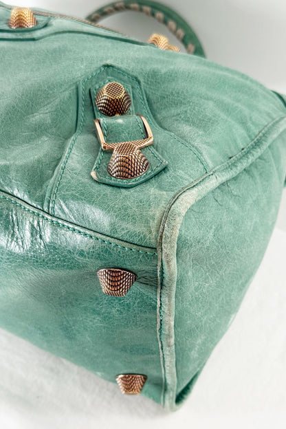 Balenciaga Work Tote Vert Sauge Rose Gold Giant 21 Hardware