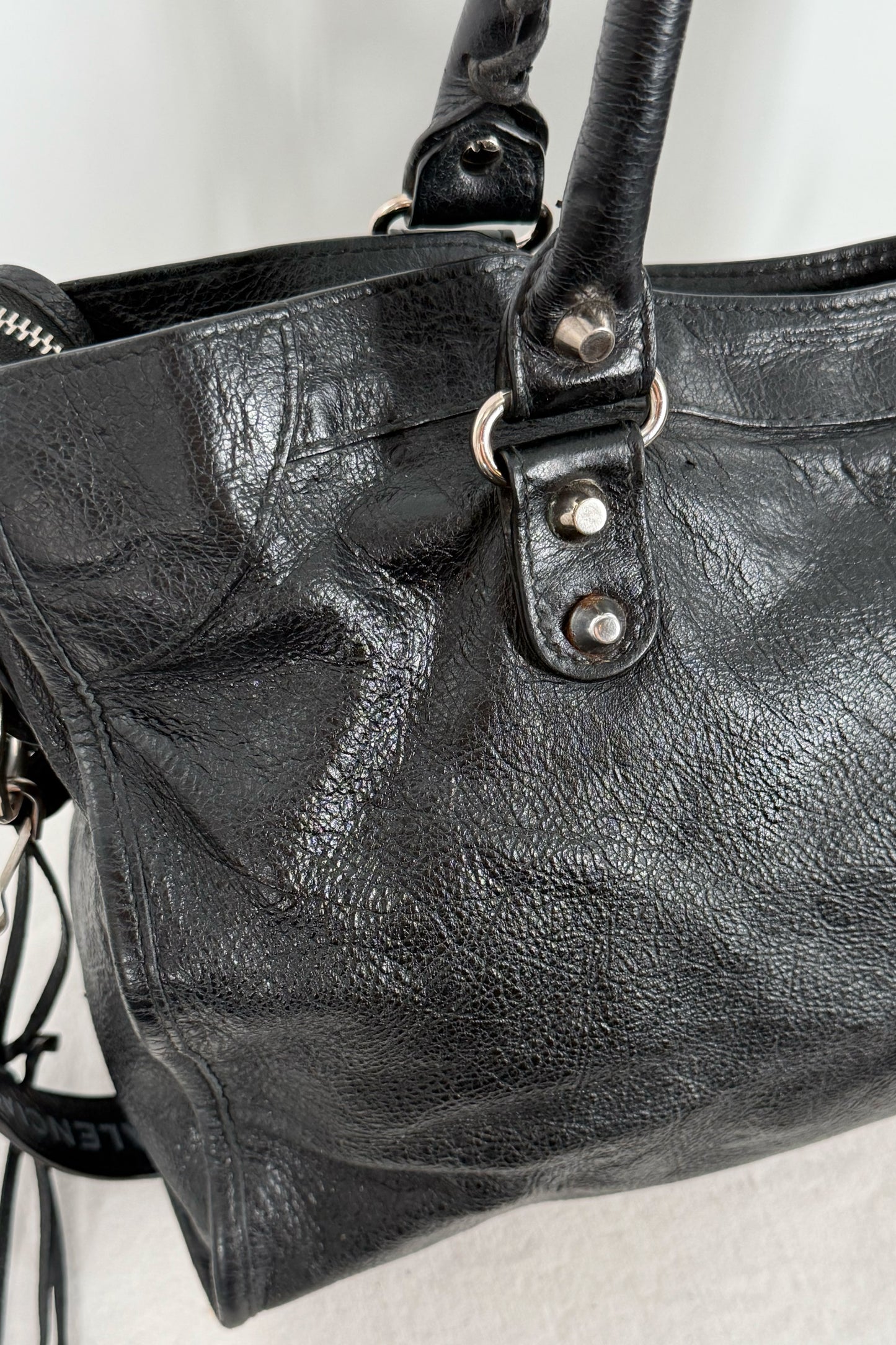 2018 Balenciaga City Bag Black G12 Silver Studs