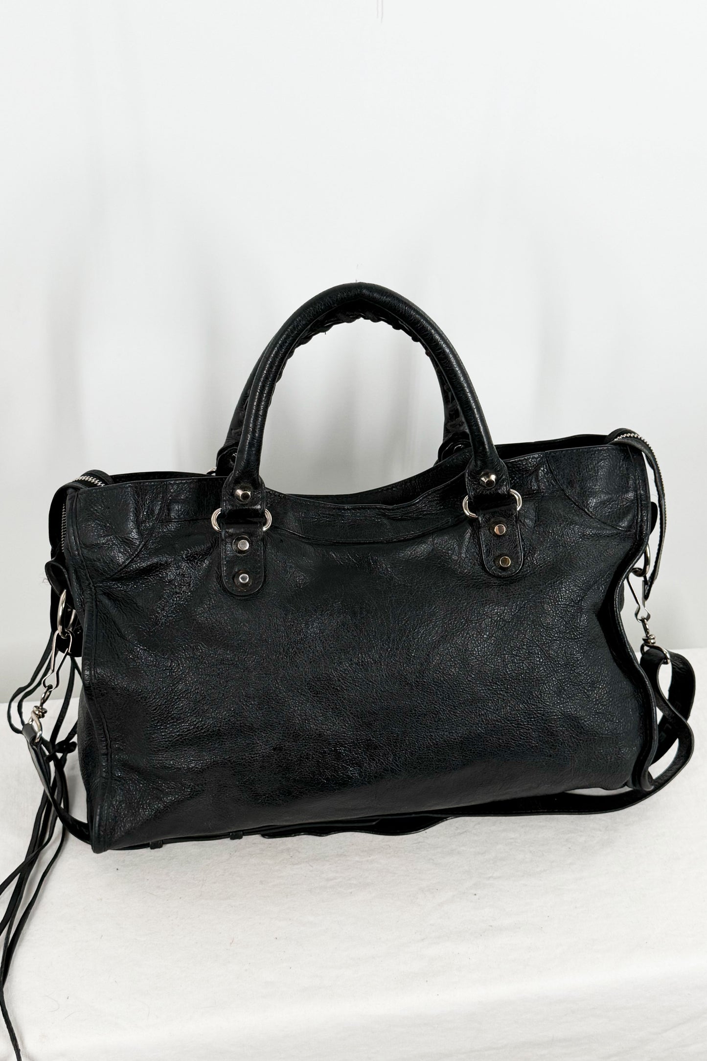2018 Balenciaga City Bag Black G12 Silver Studs