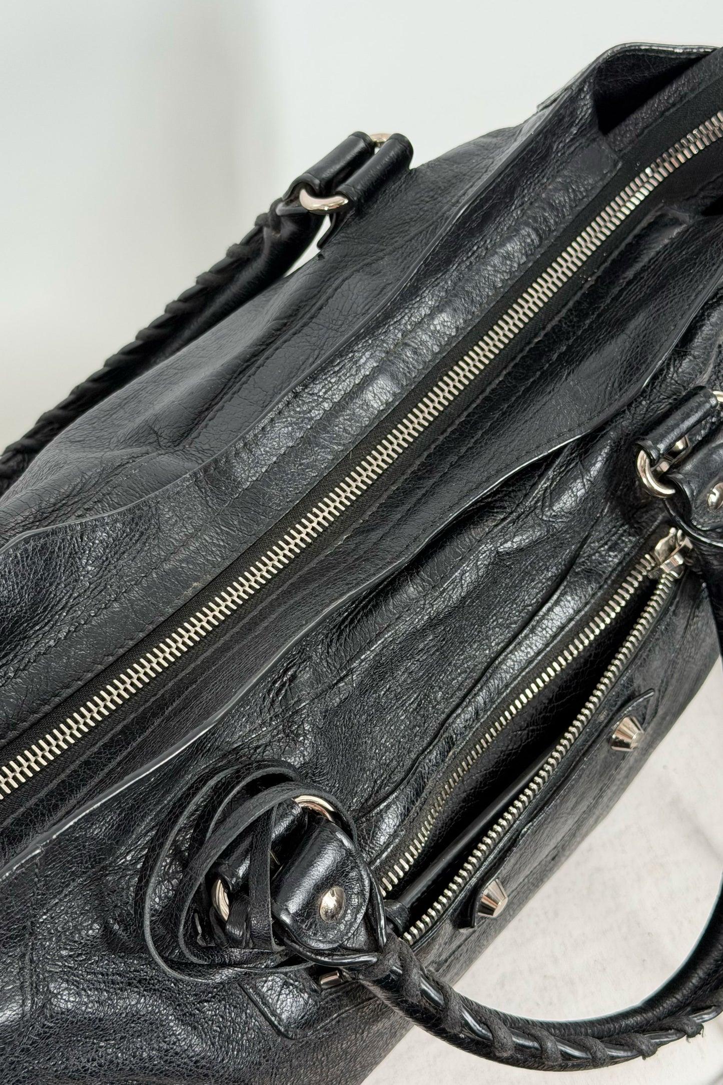 2018 Balenciaga City Bag Black G12 Silver Studs