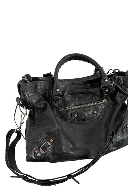 2018 Balenciaga City Bag Black G12 Silver Studs