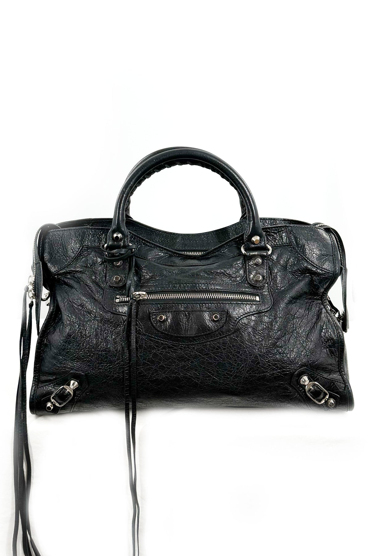 2017 Balenciaga Medium Black City Bag Silver Hardware