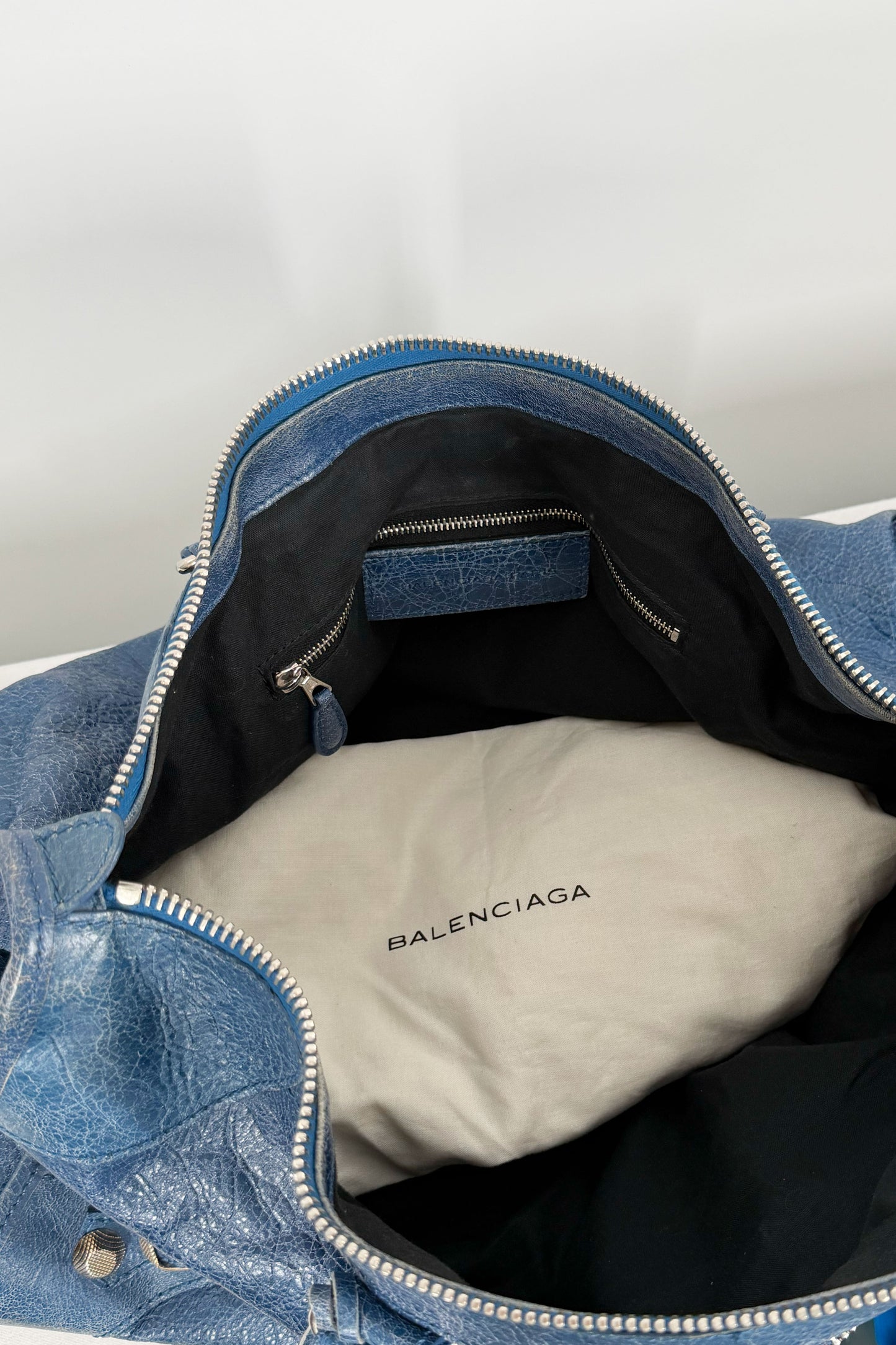 2012 Balenciaga Bleu Cobalt Work Tote Giant 12 Silver Hardware
