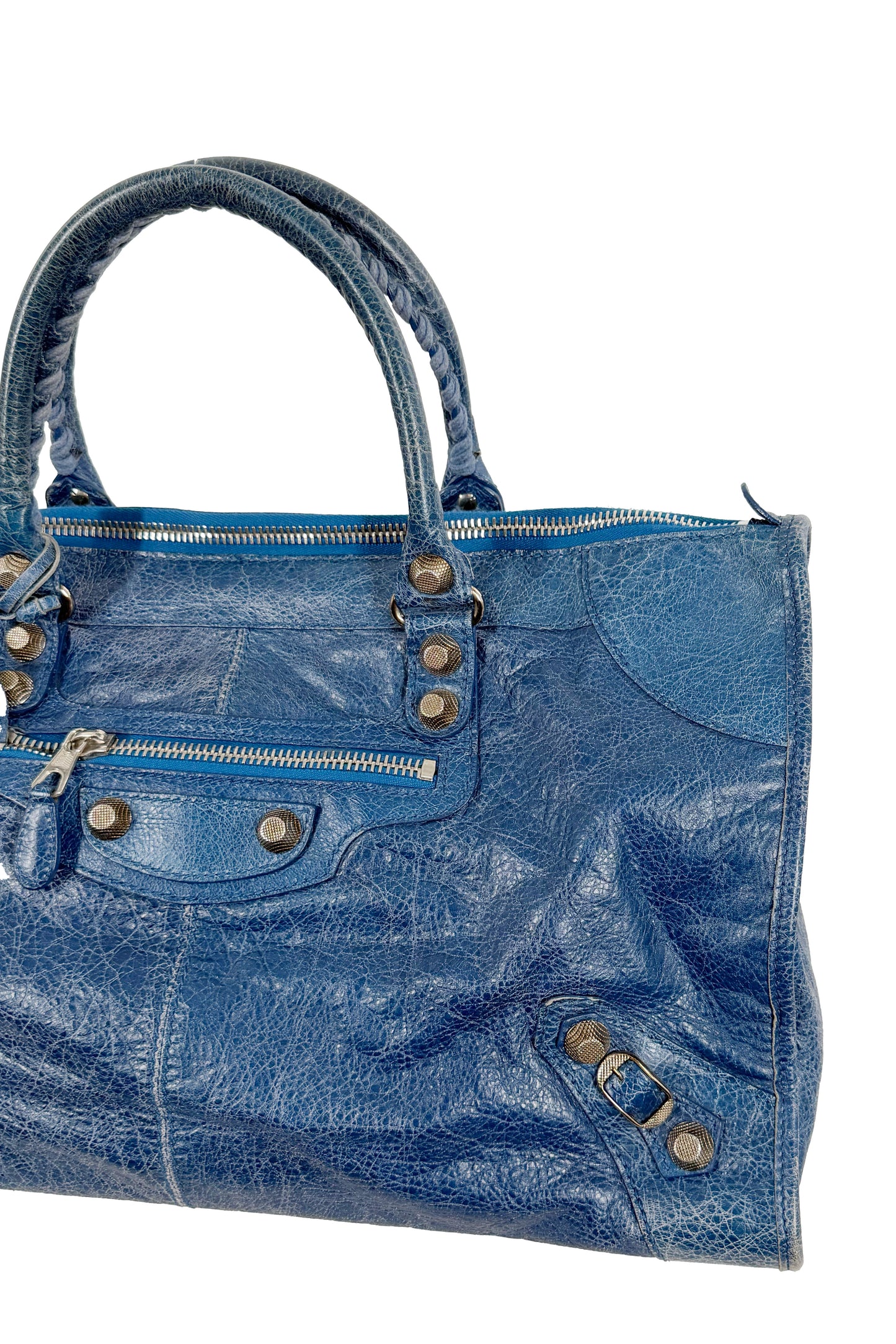2012 Balenciaga Bleu Cobalt Work Tote Giant 12 Silver Hardware