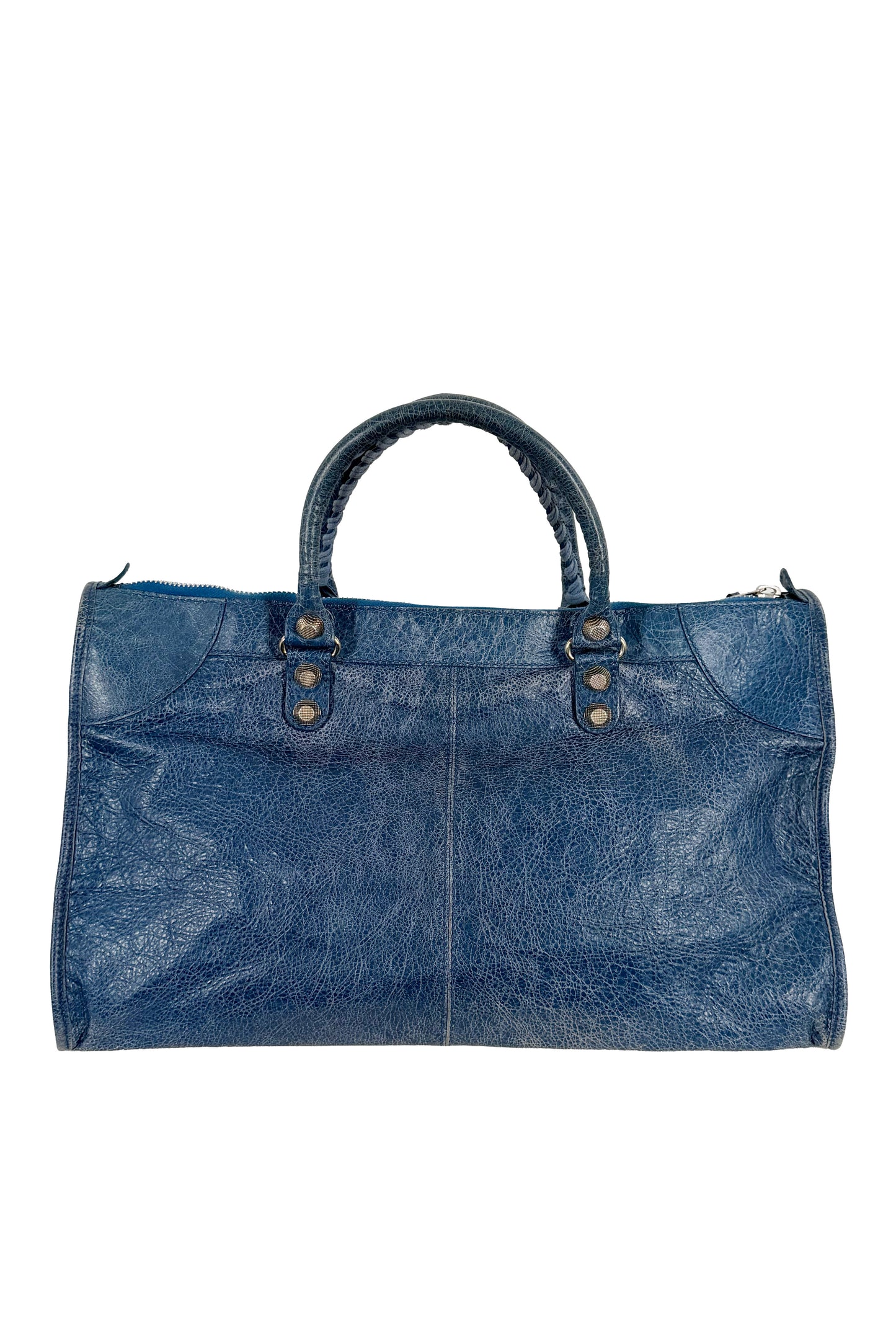 2012 Balenciaga Bleu Cobalt Work Tote Giant 12 Silver Hardware