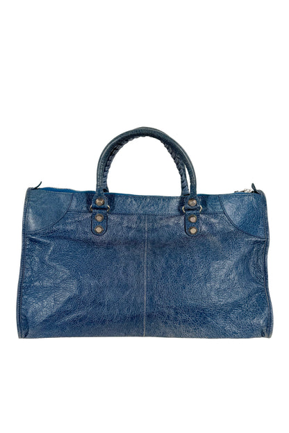 2012 Balenciaga Bleu Cobalt Work Tote Giant 12 Silver Hardware
