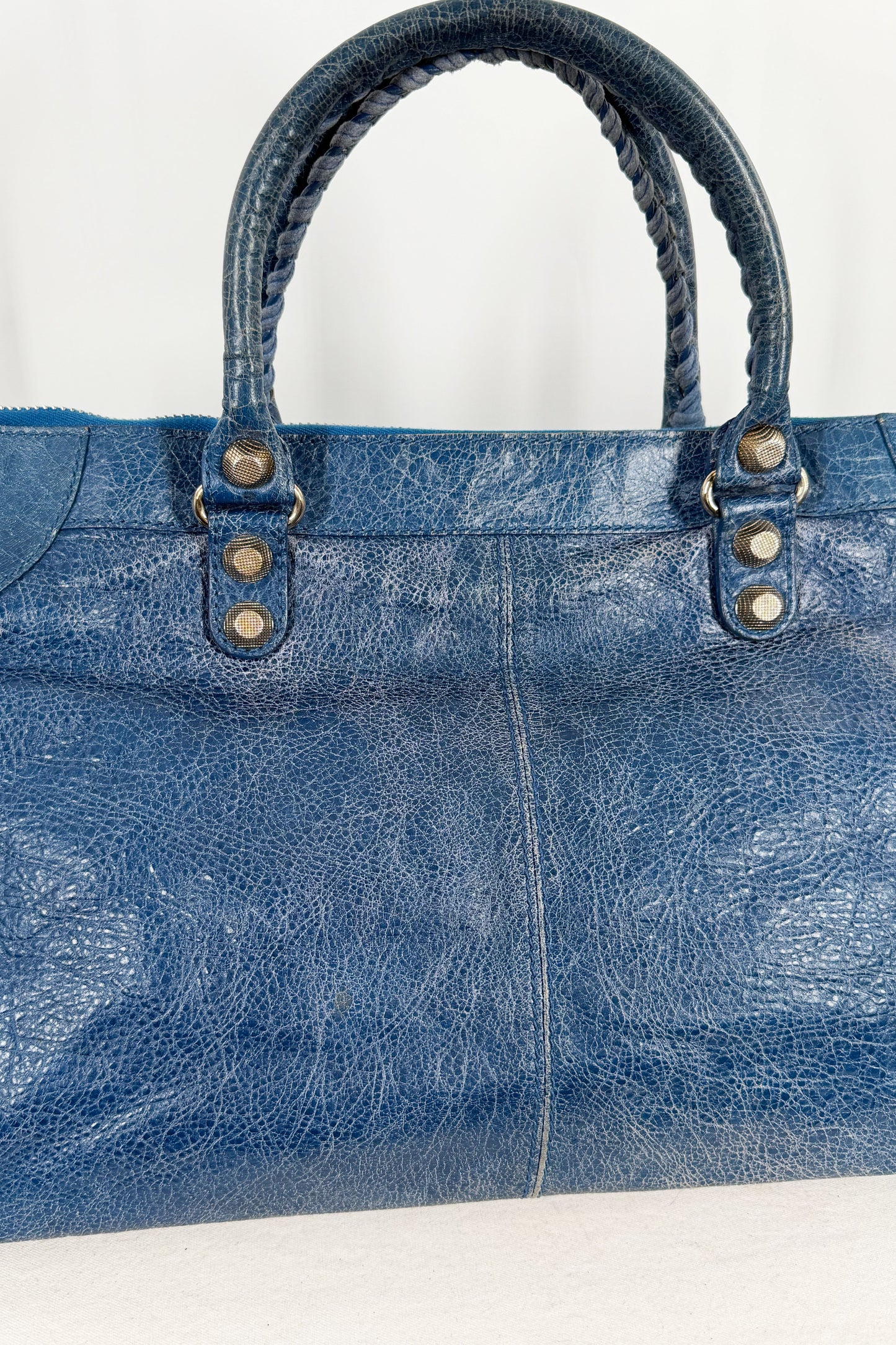2012 Balenciaga Bleu Cobalt Work Tote Giant 12 Silver Hardware