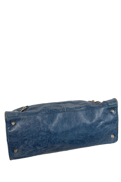 2012 Balenciaga Bleu Cobalt Work Tote Giant 12 Silver Hardware
