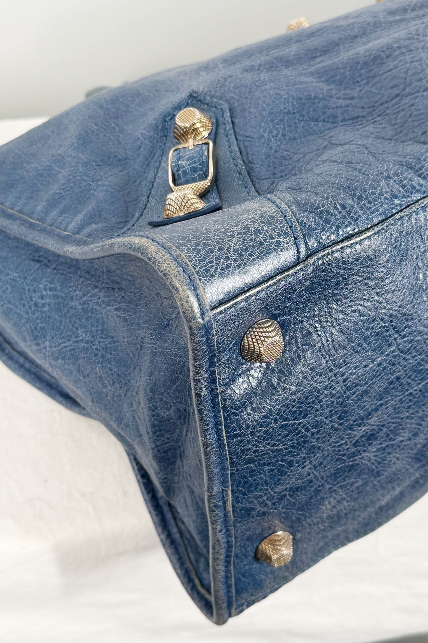 2012 Balenciaga Bleu Cobalt Work Tote Giant 12 Silver Hardware