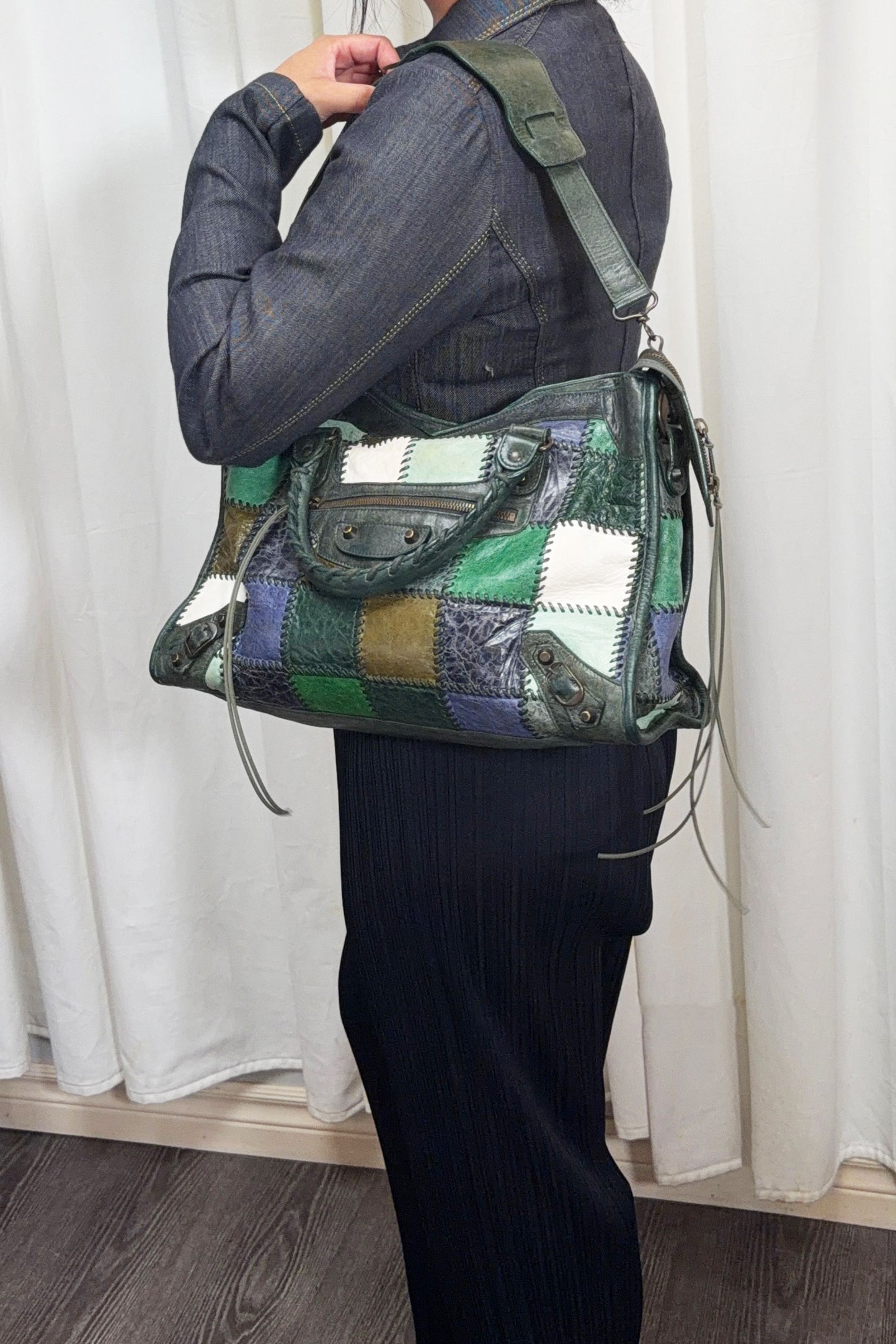 2009 Balenciaga Green Patchwork Medium City Bag