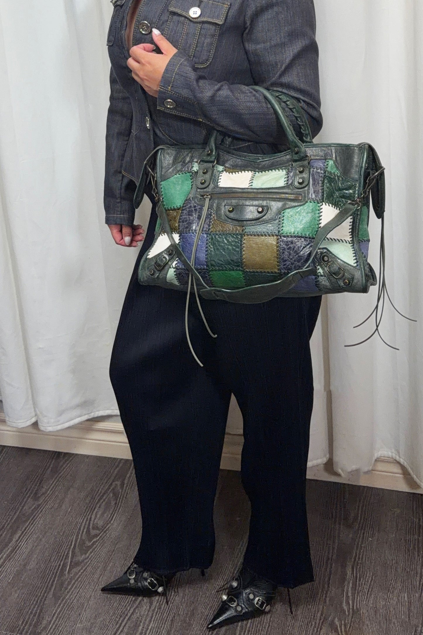 2009 Balenciaga Green Patchwork Medium City Bag