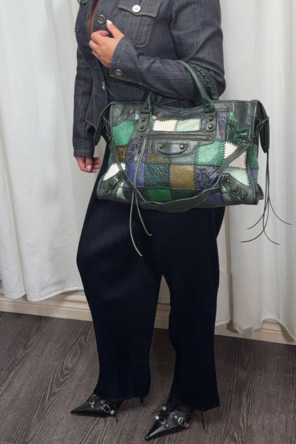 2009 Balenciaga Green Patchwork Medium City Bag