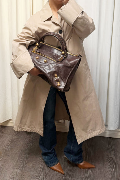 Balenciaga Dark Brown Work Tote Giant 21 Gold Hardware