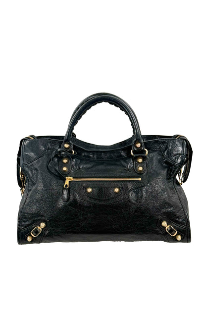 F/W 2014 Balenciaga Black Medium City Bag Giant 12 Gold Hardware