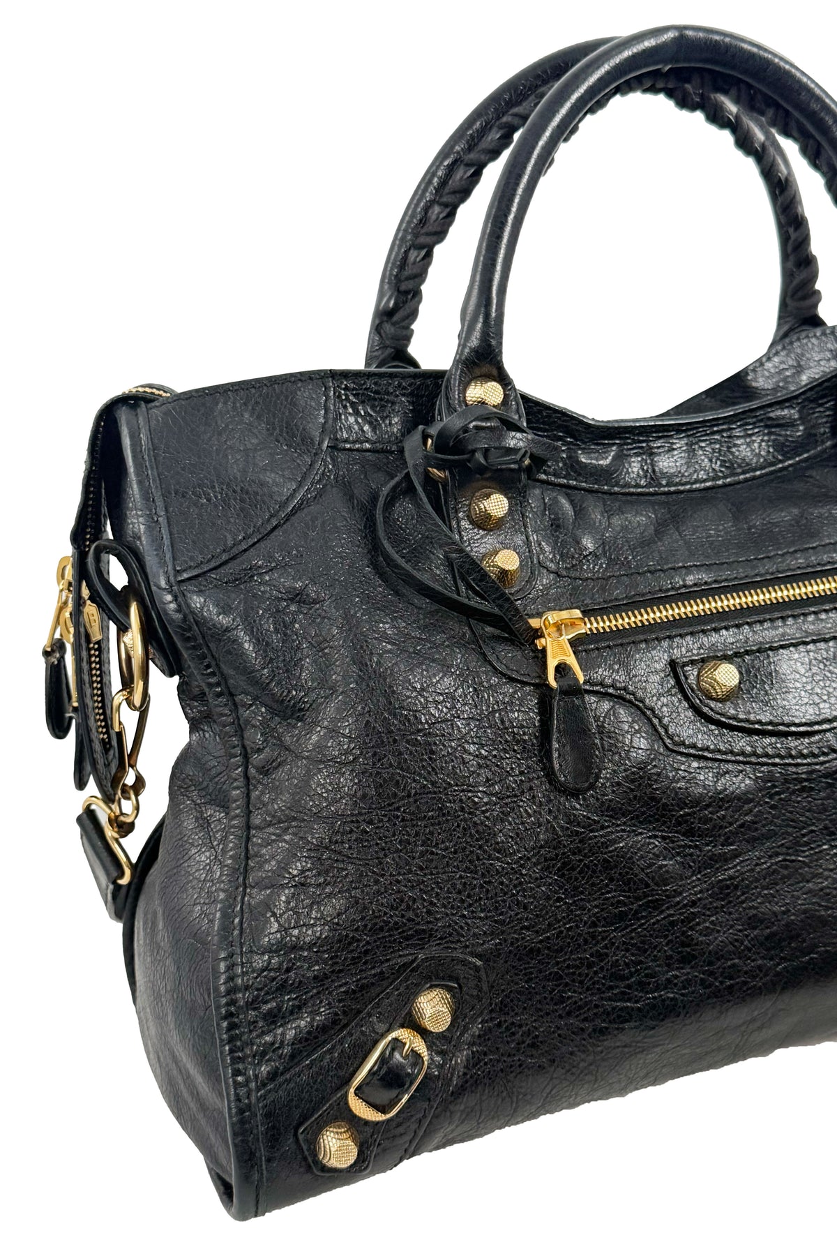 F/W 2014 Balenciaga Black Medium City Bag Giant 12 Gold Hardware