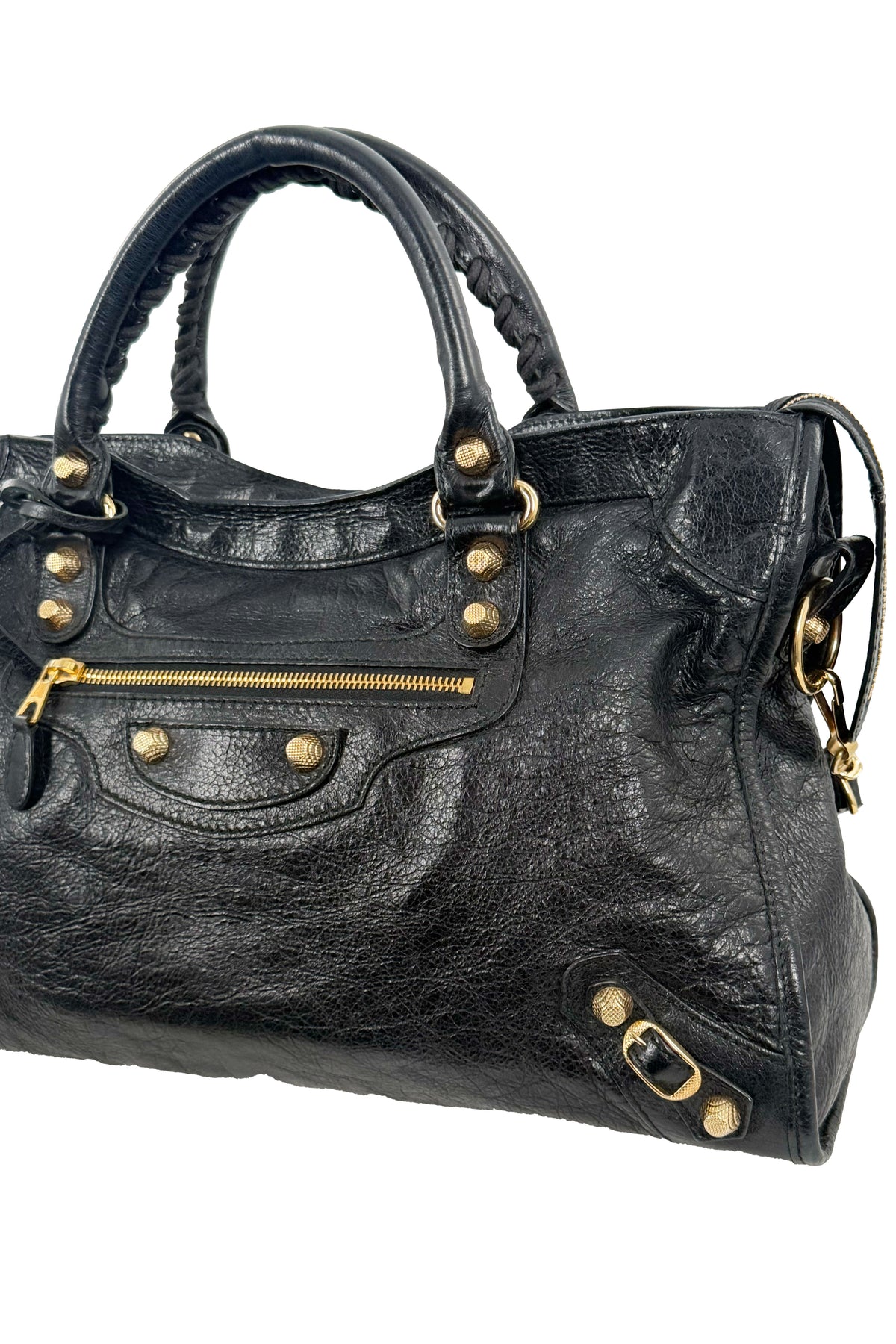F/W 2014 Balenciaga Black Medium City Bag Giant 12 Gold Hardware