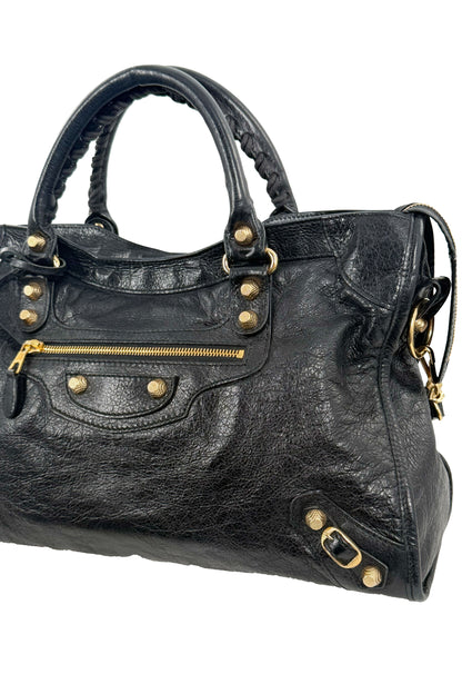 F/W 2014 Balenciaga Black Medium City Bag Giant 12 Gold Hardware