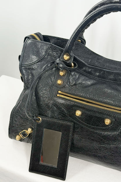 F/W 2014 Balenciaga Black Medium City Bag Giant 12 Gold Hardware