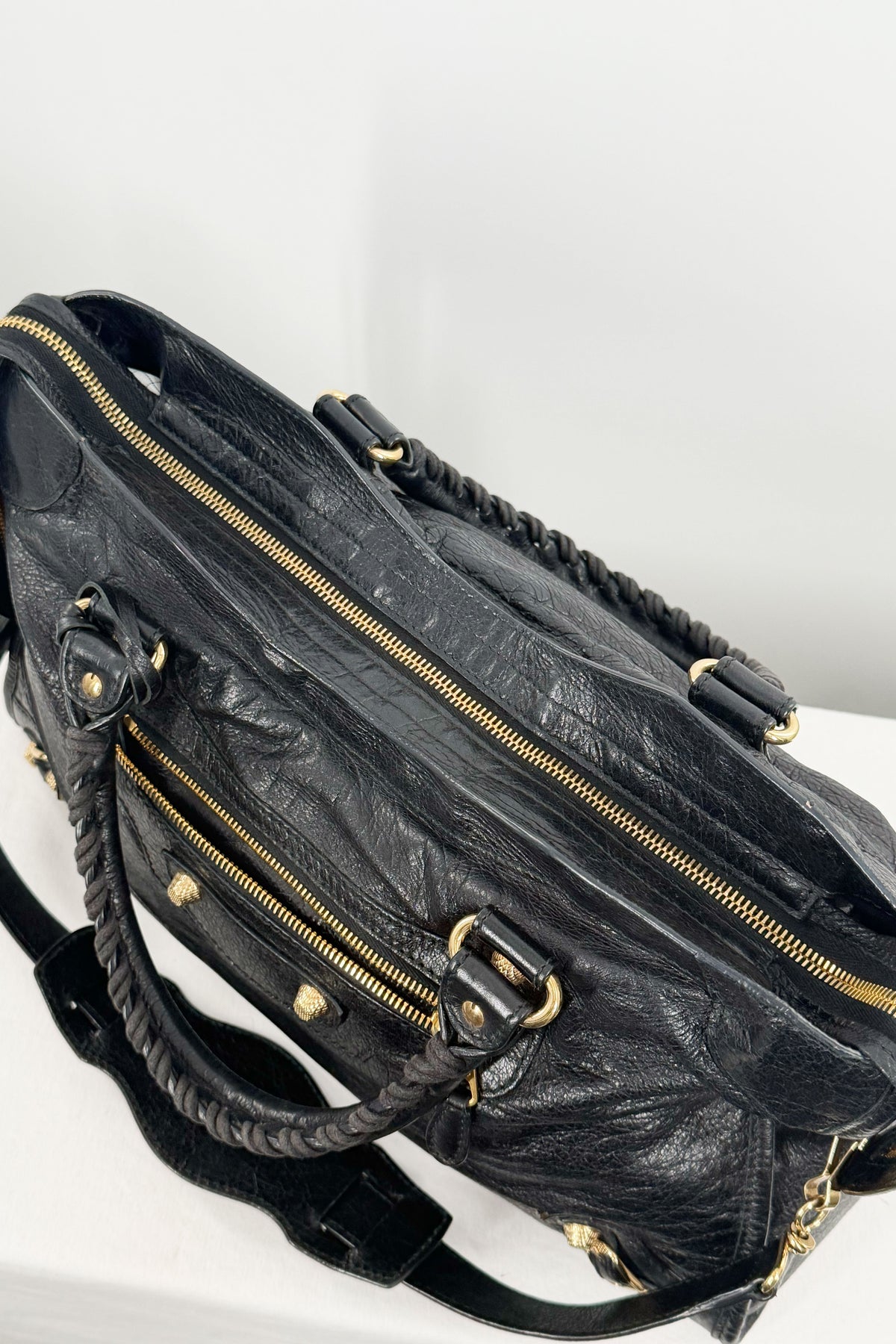 F/W 2014 Balenciaga Black Medium City Bag Giant 12 Gold Hardware