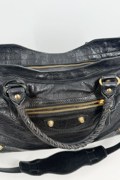 F/W 2014 Balenciaga Black Medium City Bag Giant 12 Gold Hardware