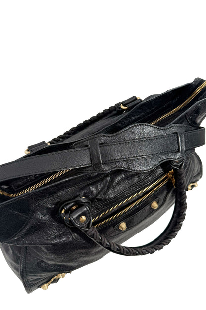 F/W 2014 Balenciaga Black Medium City Bag Giant 12 Gold Hardware