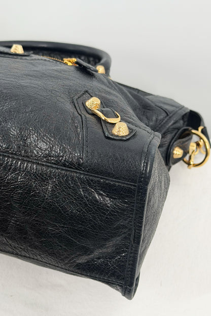 F/W 2014 Balenciaga Black Medium City Bag Giant 12 Gold Hardware