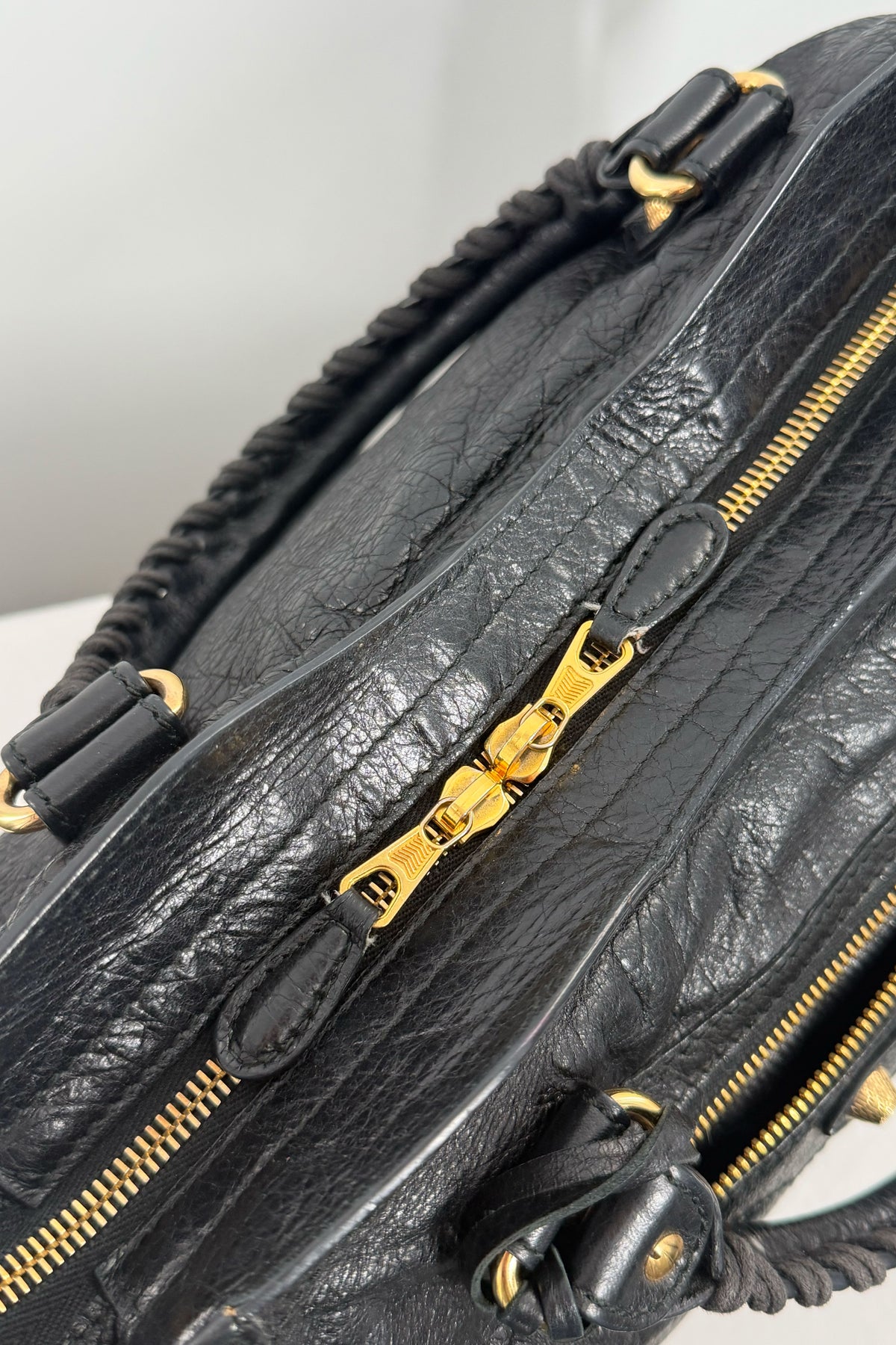 F/W 2014 Balenciaga Black Medium City Bag Giant 12 Gold Hardware