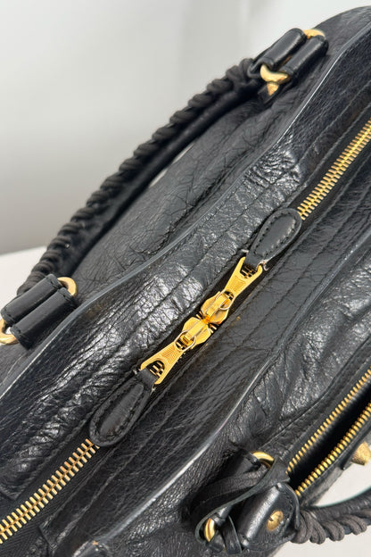 F/W 2014 Balenciaga Black Medium City Bag Giant 12 Gold Hardware