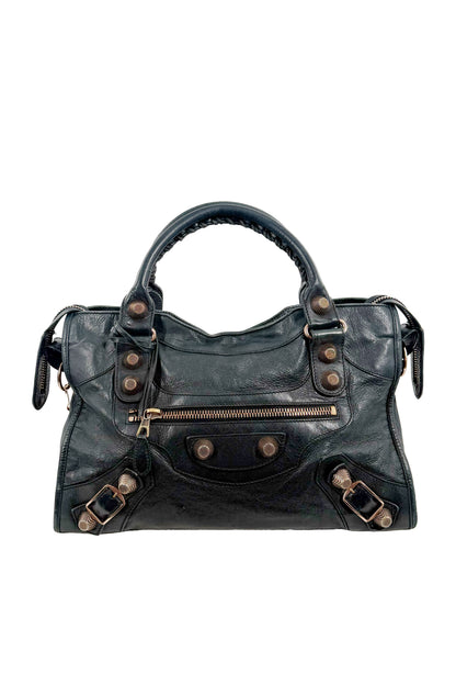2011 Balenciaga Black Medium City Bag Giant 21 Rose Gold Hardware