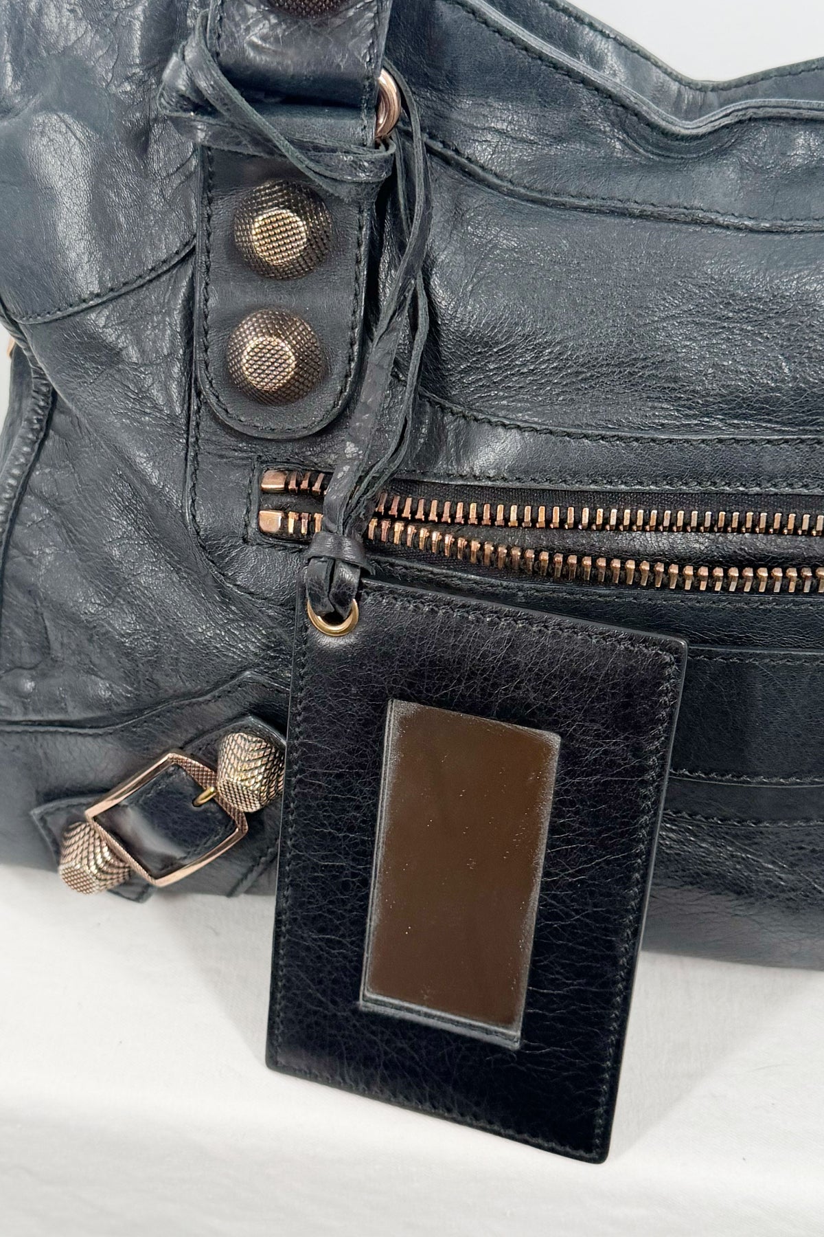 2011 Balenciaga Black Medium City Bag Giant 21 Rose Gold Hardware
