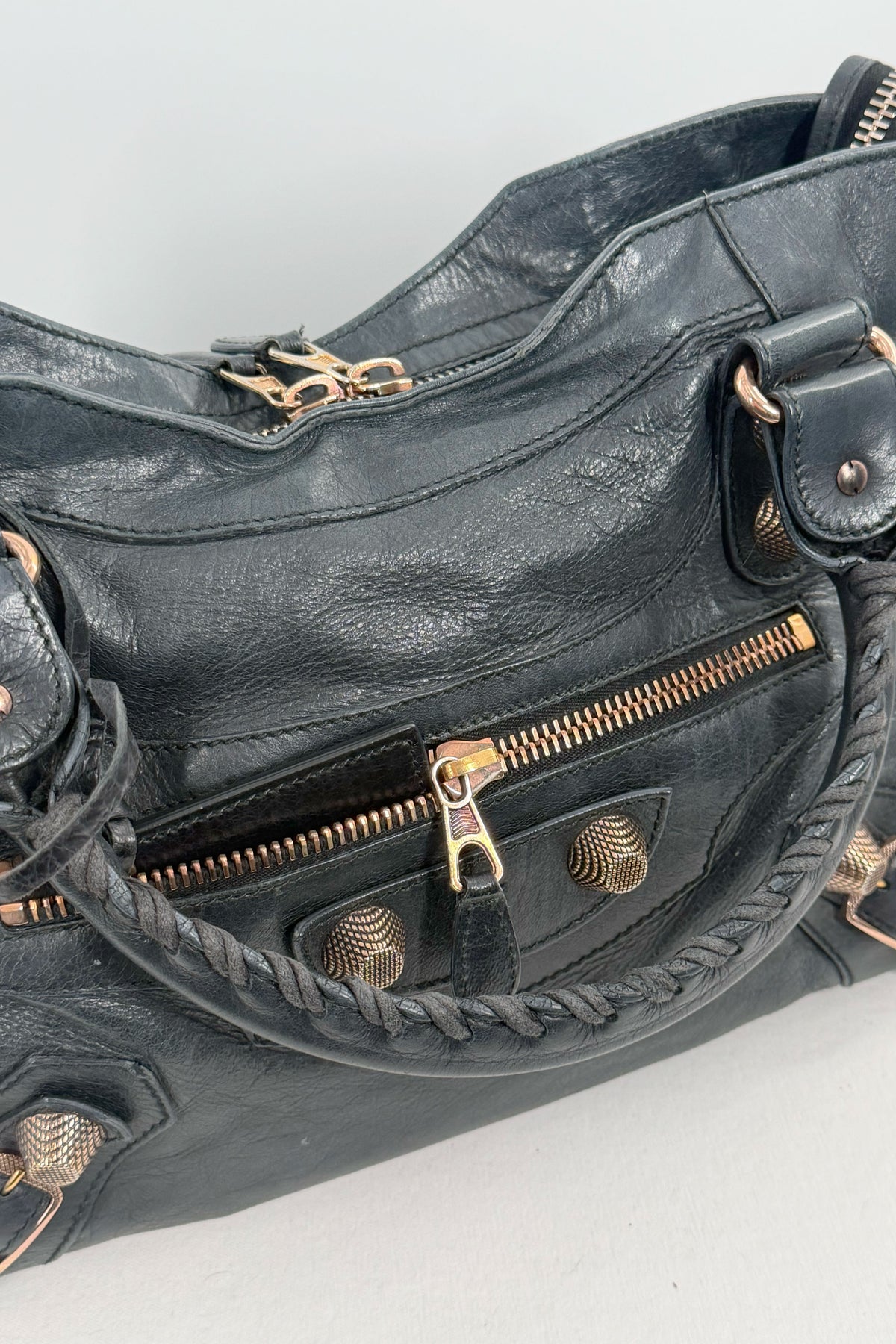 2011 Balenciaga Black Medium City Bag Giant 21 Rose Gold Hardware