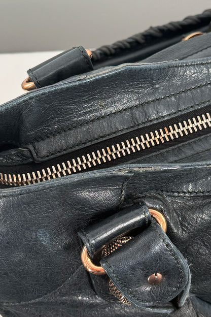 2011 Balenciaga Black Medium City Bag Giant 21 Rose Gold Hardware
