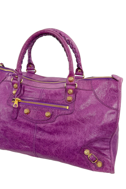 F/W 2013 Balenciaga Purple Ultraviolet Work Tote Giant 12 Gold Hardware