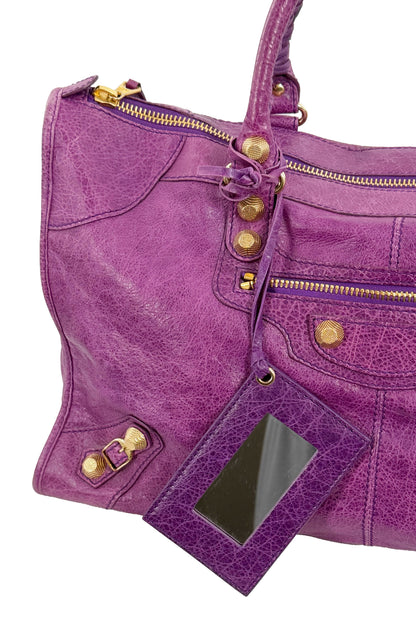 F/W 2013 Balenciaga Purple Ultraviolet Work Tote Giant 12 Gold Hardware