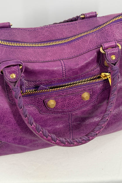 F/W 2013 Balenciaga Purple Ultraviolet Work Tote Giant 12 Gold Hardware