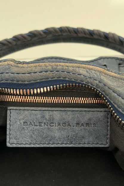 Balenciaga City Bag Navy Blue Giant 21 Rose Gold Studs - Jade Vintage