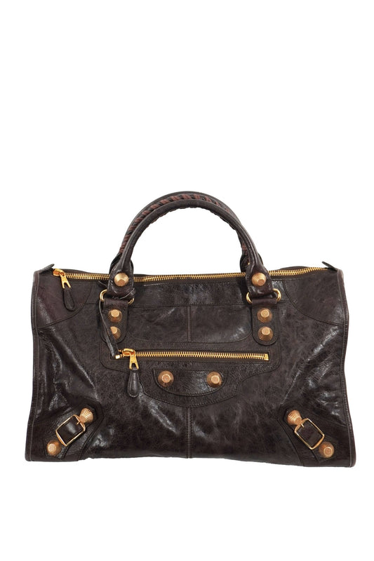 Balenciaga Dark Brown Work Tote Giant 21 Gold Hardware - Jade Vintage