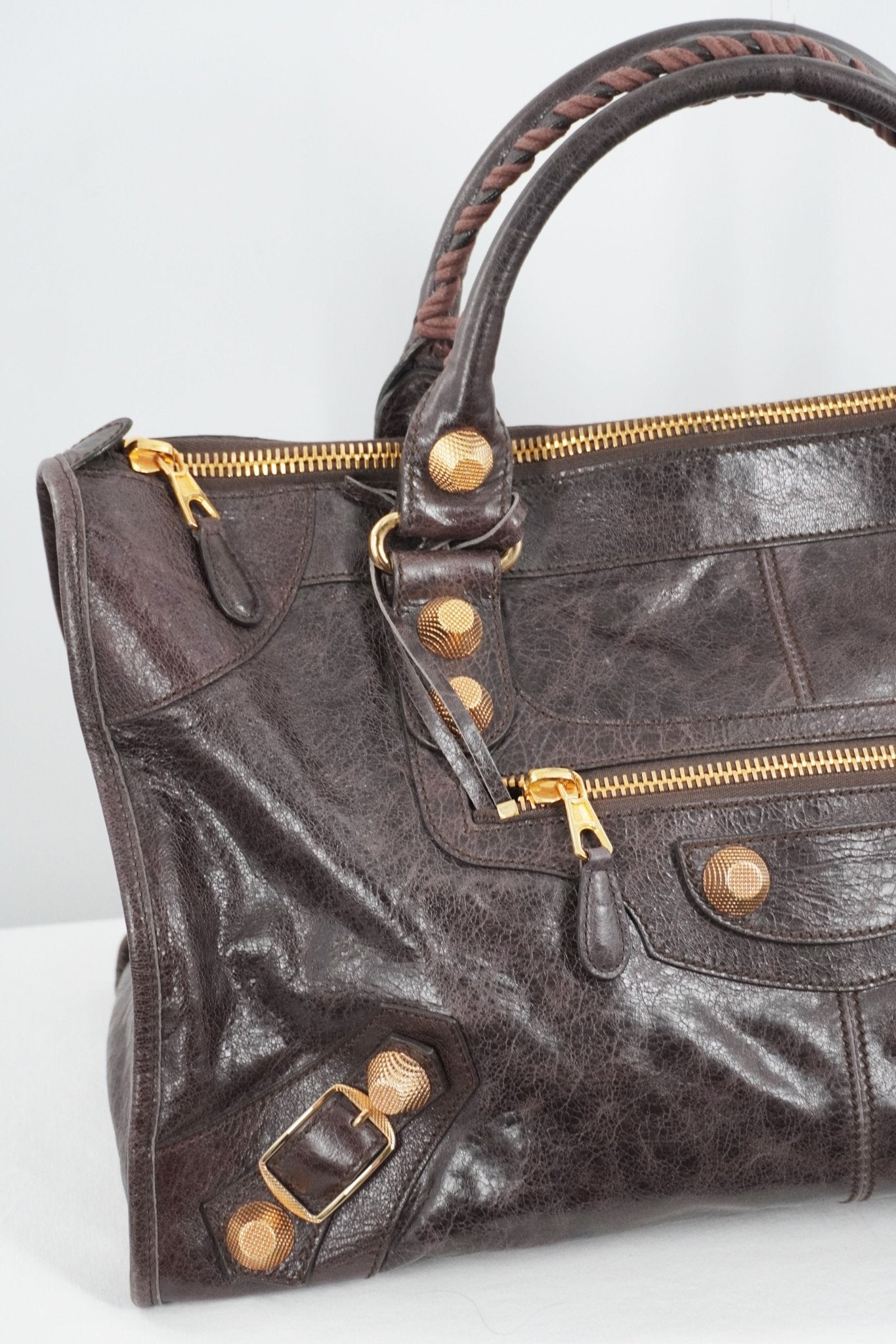 Balenciaga Dark Brown Work Tote Giant 21 Gold Hardware - Jade Vintage