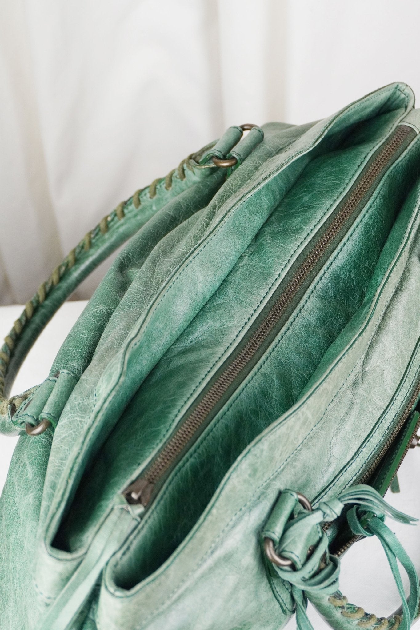 Balenciaga Green Motocross Shoulder Bag - Jade Vintage