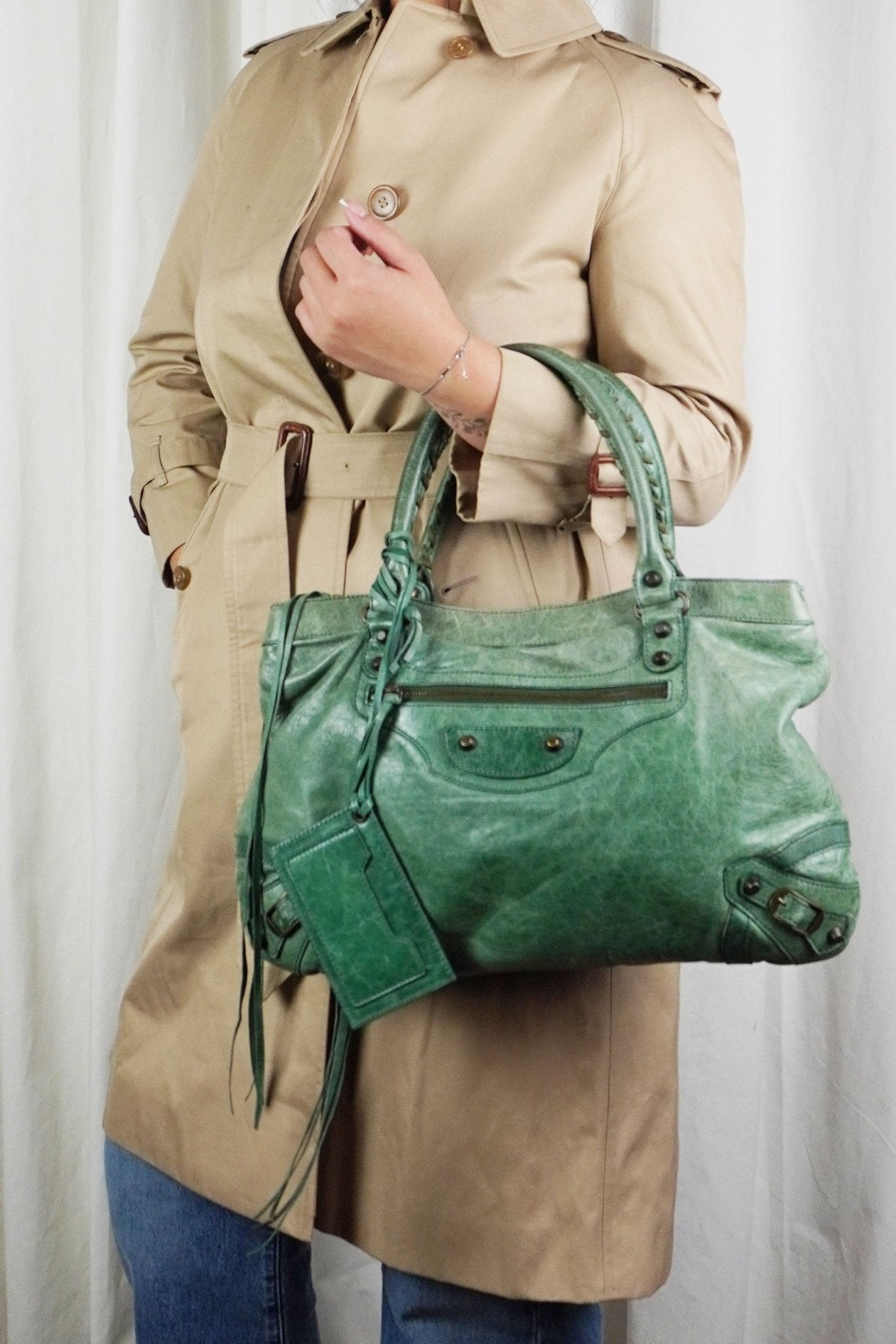 Balenciaga Green Motocross Shoulder Bag - Jade Vintage